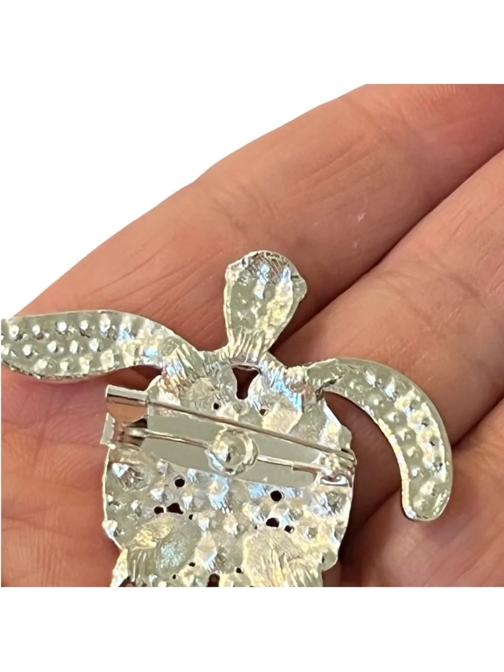 Pink Crystal Sea Turtle Brooch - Sparkling Pink Turtle Pin FINAL PRICE DROP